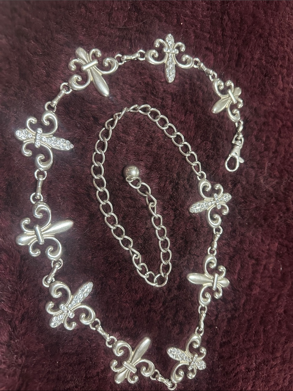 Silver Fleur-de-Lis Link belt - Adjustable Silver Women’s belts